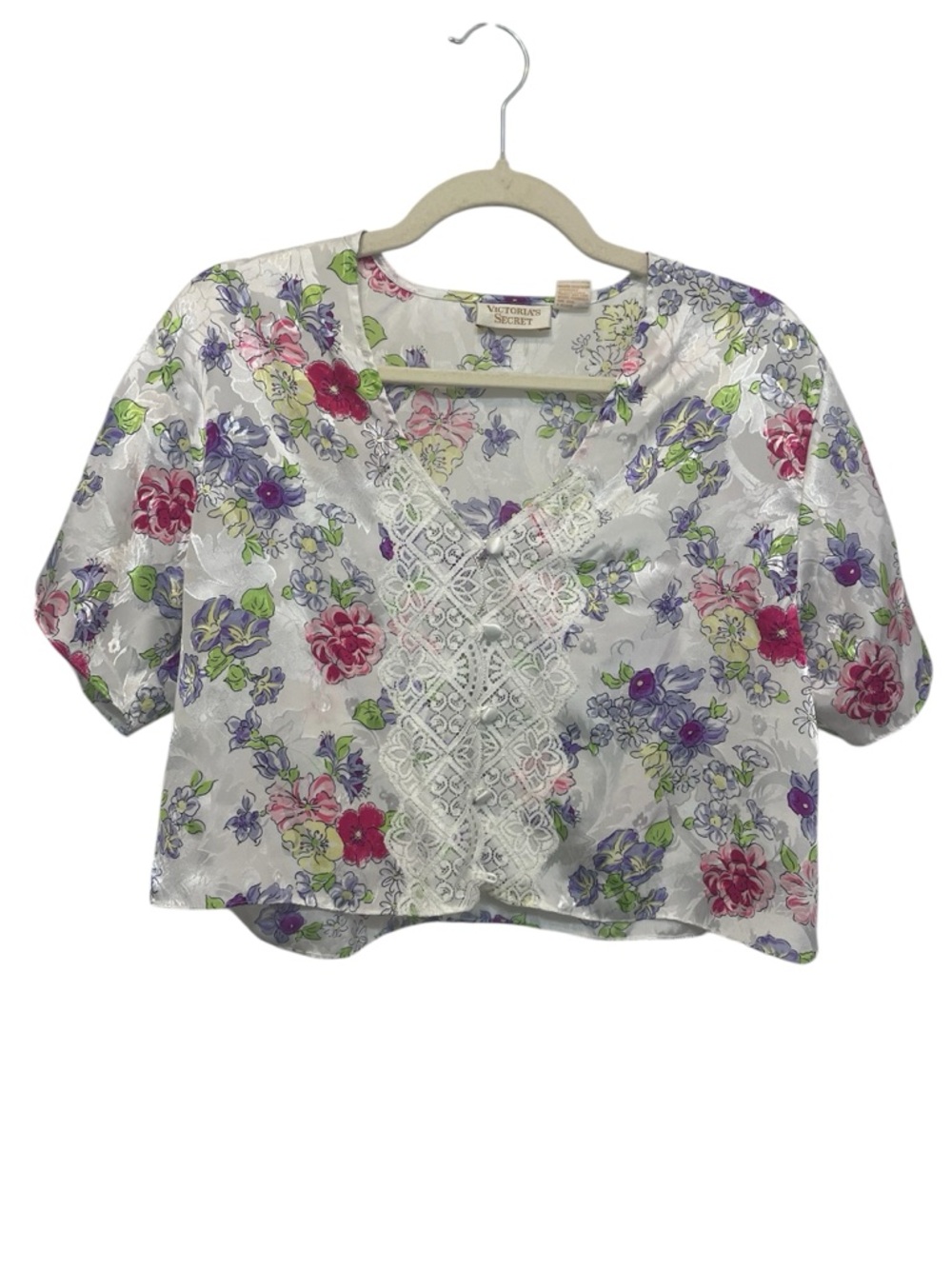 VTG Victoria's Secret Gold Label Floral Lace Blouse Fairycore Womens M